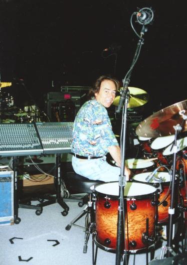 Nigel Olsson on his drum riser