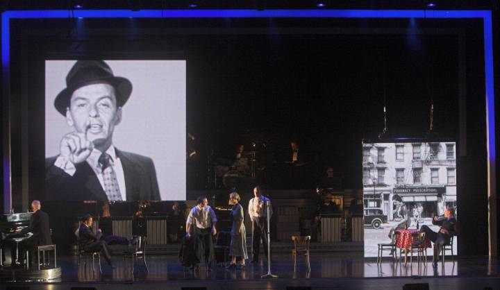 Screens had to be moved around the stage for the Sinatra production